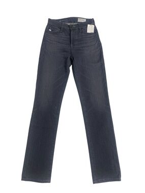 Ag Adriano Goldschmied High-Rise Straight Leg Jeans in Charcoal Gray